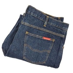 Dickies Jeans Men's 38x32 Blue Flannel‎ Lined Denim Dark Wash Straight Leg